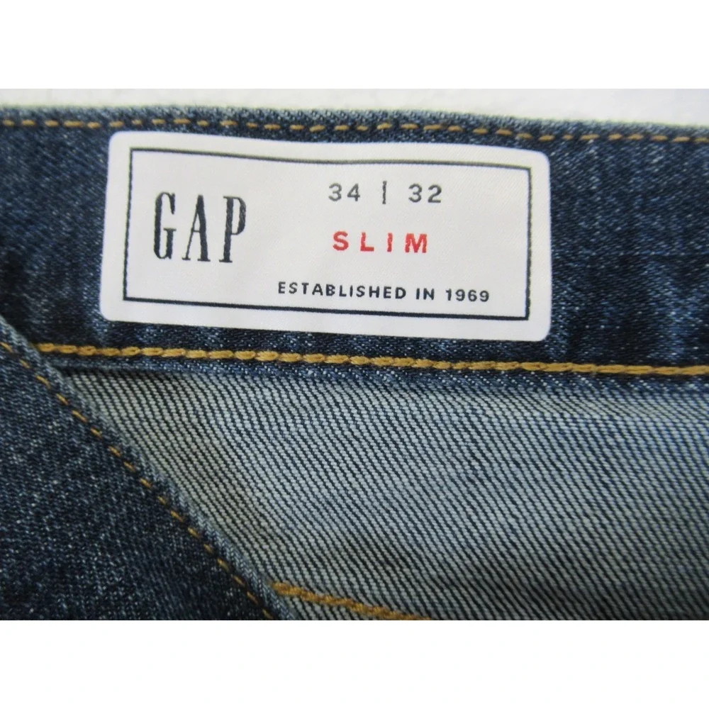 GAP Slim Mid Rise Jeans Men 34x32 Blue Stretch 706174